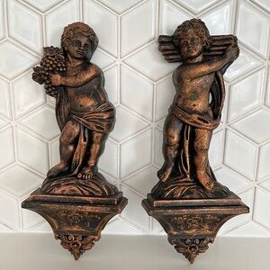 VINTAGE Pair of Cherubs 1969 Dart Industries  Mid-Century Plastic Wall Decor